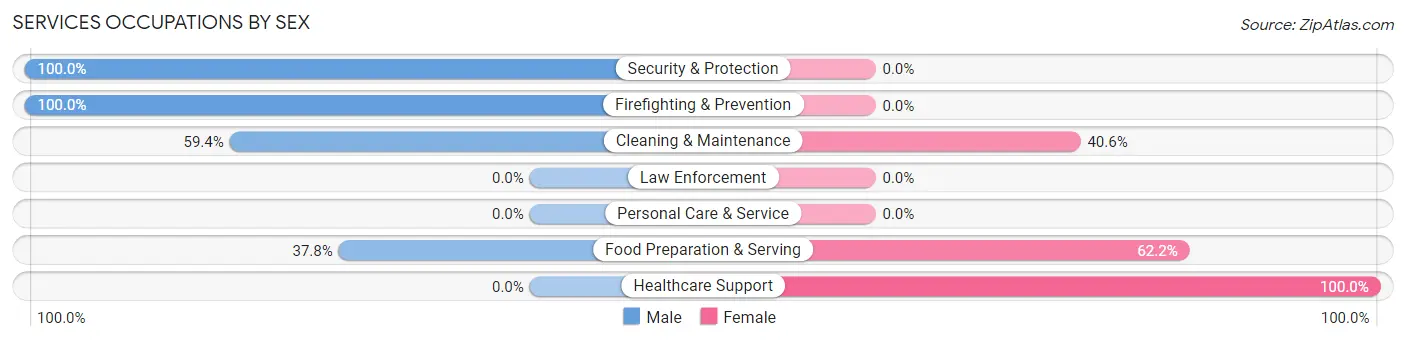 Services Occupations by Sex in Zip Code 37690