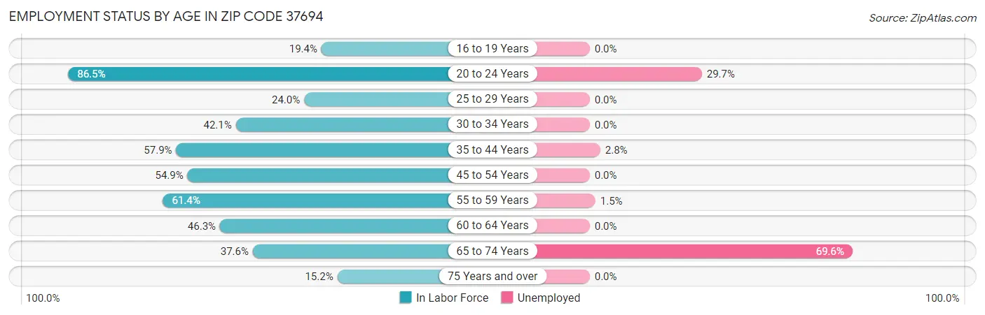 Employment Status by Age in Zip Code 37694