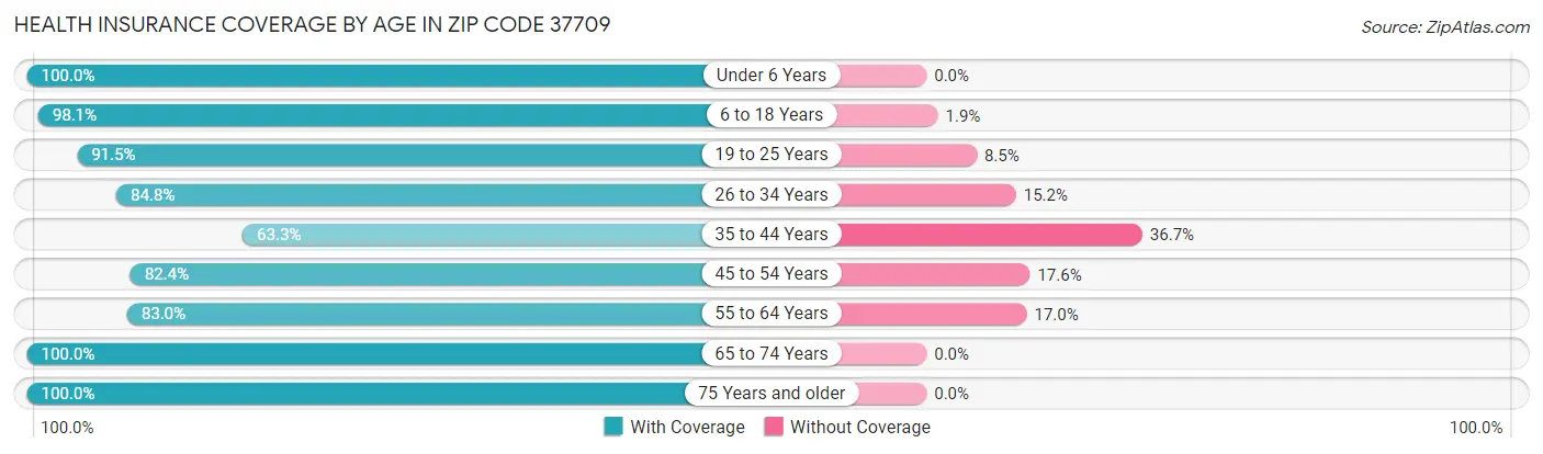Health Insurance Coverage by Age in Zip Code 37709