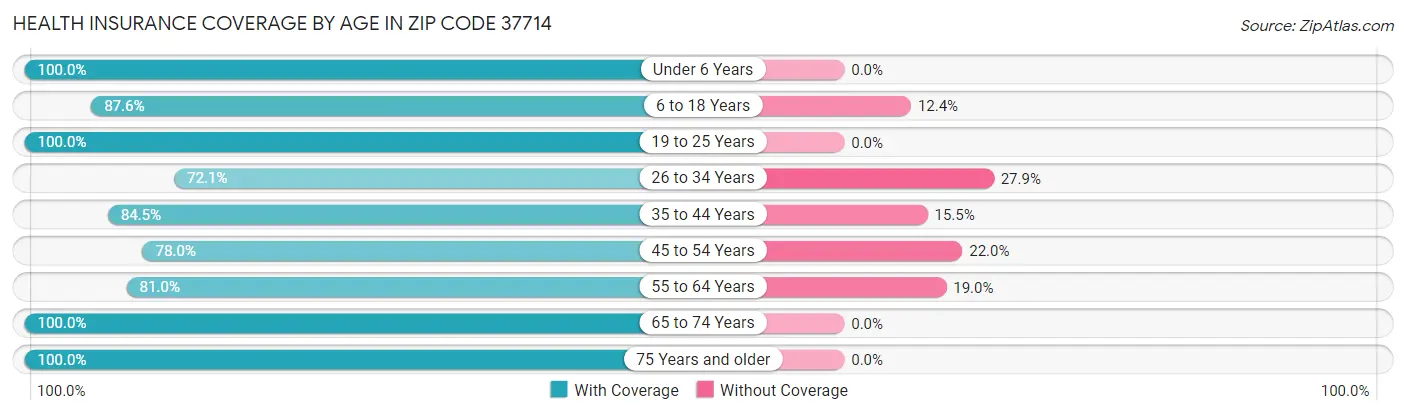 Health Insurance Coverage by Age in Zip Code 37714