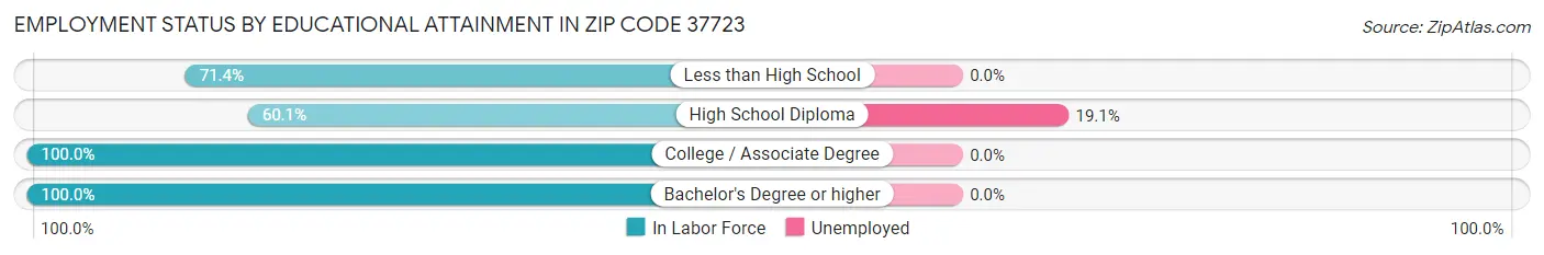 Employment Status by Educational Attainment in Zip Code 37723