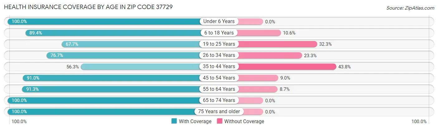 Health Insurance Coverage by Age in Zip Code 37729