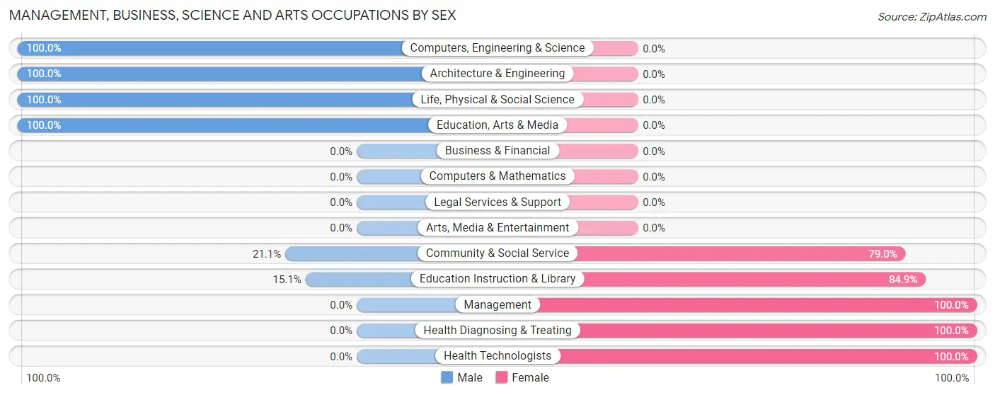 Management, Business, Science and Arts Occupations by Sex in Zip Code 37729