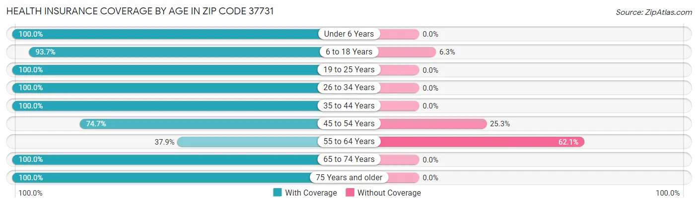 Health Insurance Coverage by Age in Zip Code 37731