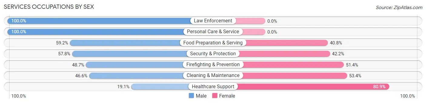 Services Occupations by Sex in Zip Code 37737