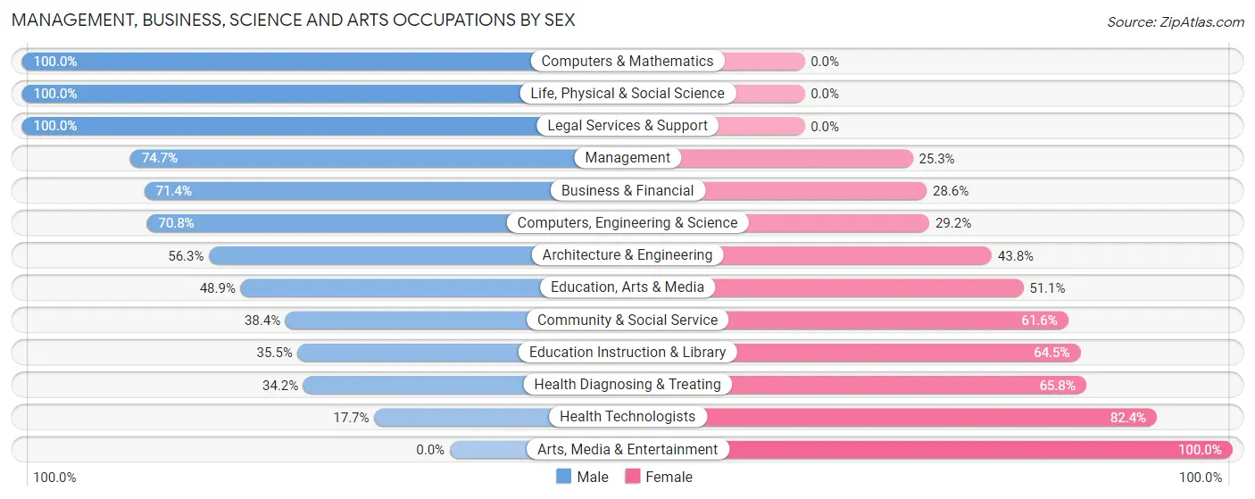 Management, Business, Science and Arts Occupations by Sex in Zip Code 37738