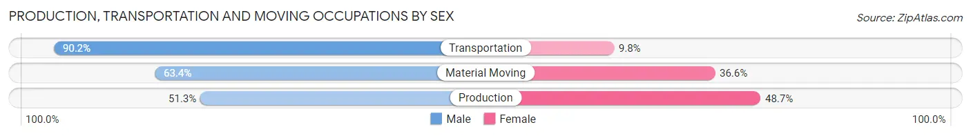 Production, Transportation and Moving Occupations by Sex in Zip Code 37738