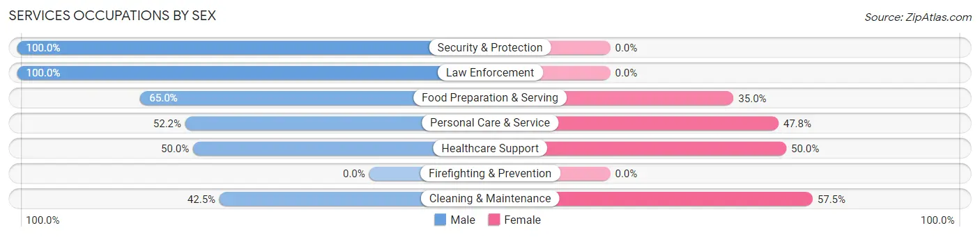 Services Occupations by Sex in Zip Code 37738