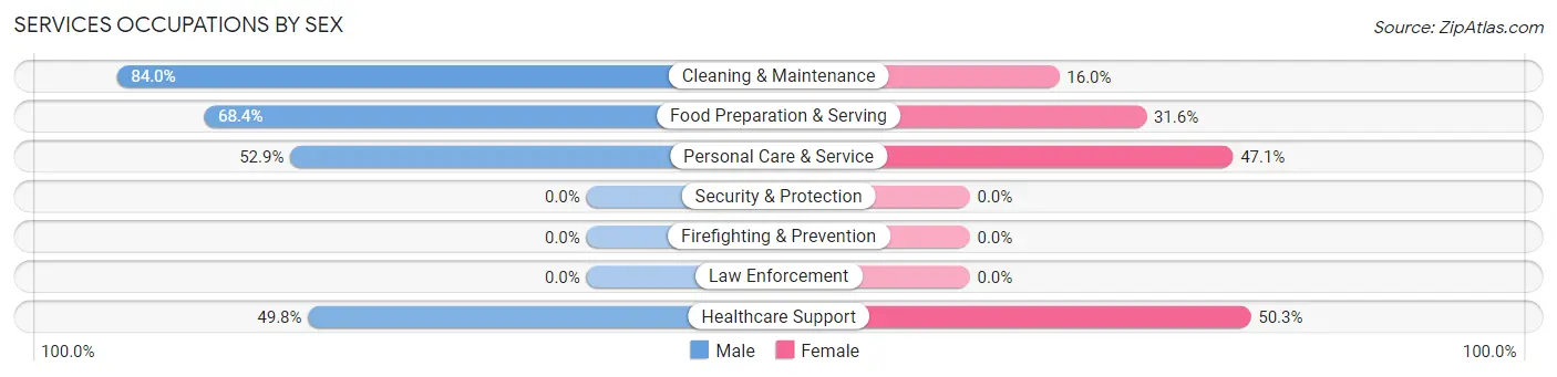 Services Occupations by Sex in Zip Code 37742