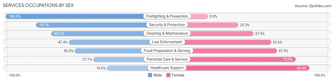 Services Occupations by Sex in Zip Code 37743