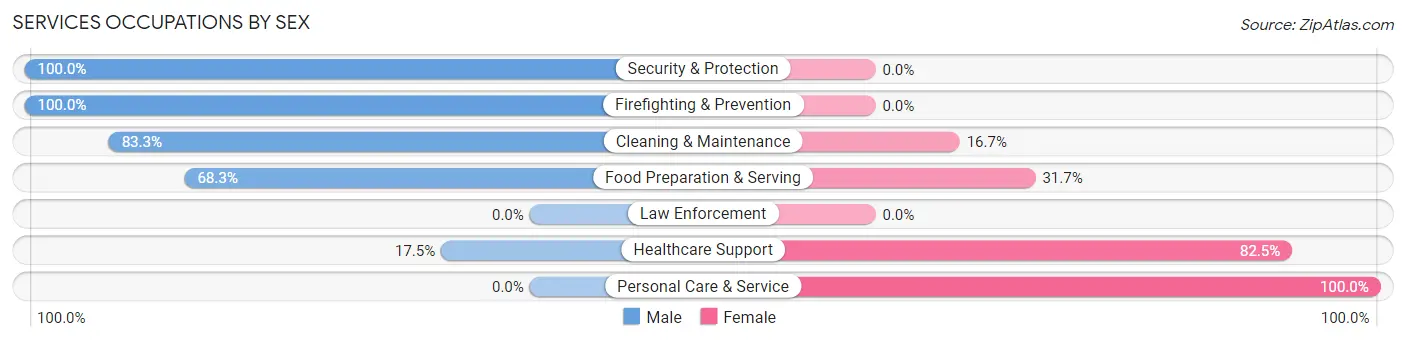 Services Occupations by Sex in Zip Code 37754