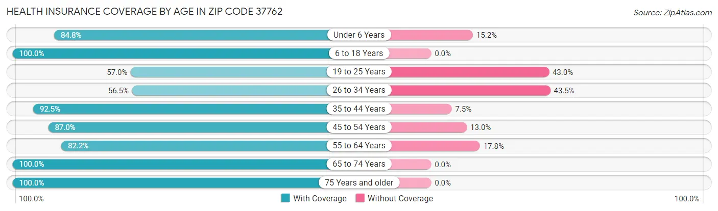 Health Insurance Coverage by Age in Zip Code 37762