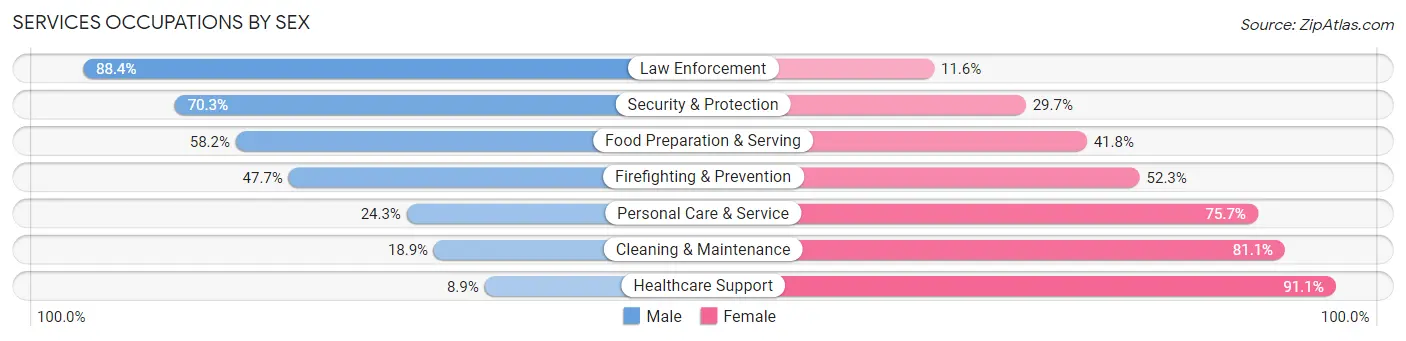Services Occupations by Sex in Zip Code 37763