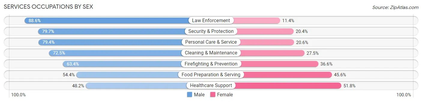 Services Occupations by Sex in Zip Code 37764