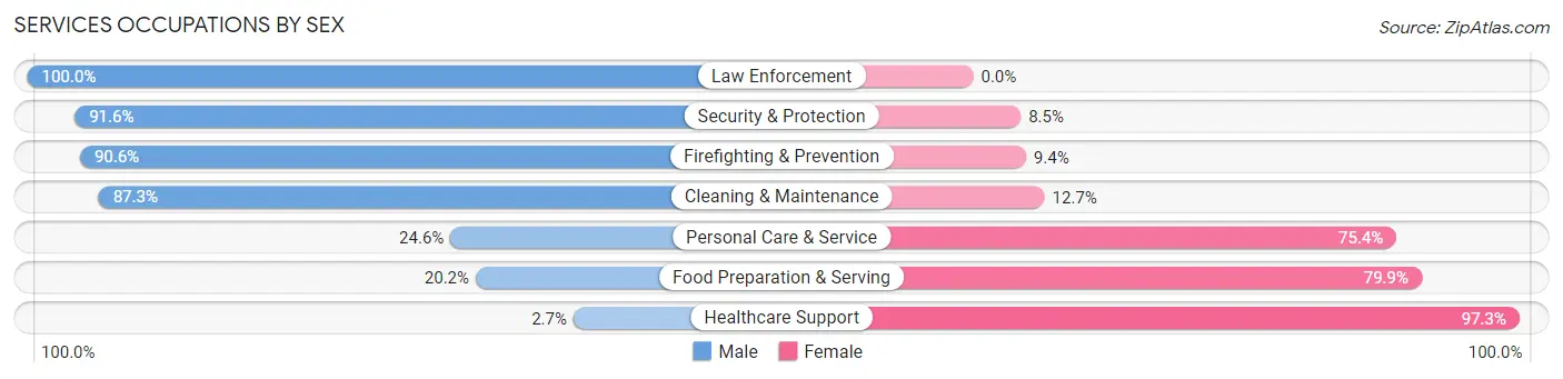 Services Occupations by Sex in Zip Code 37771
