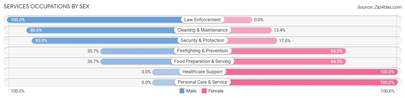 Services Occupations by Sex in Zip Code 37774