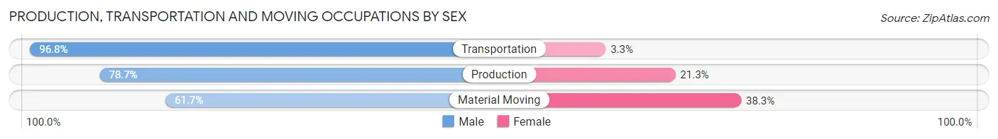 Production, Transportation and Moving Occupations by Sex in Zip Code 37777