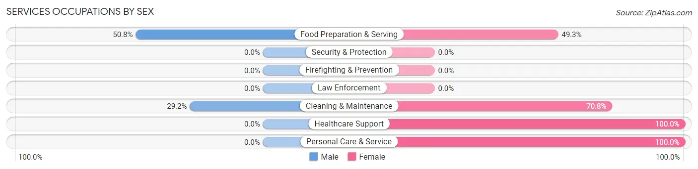 Services Occupations by Sex in Zip Code 37779
