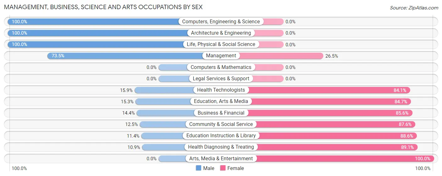 Management, Business, Science and Arts Occupations by Sex in Zip Code 37807