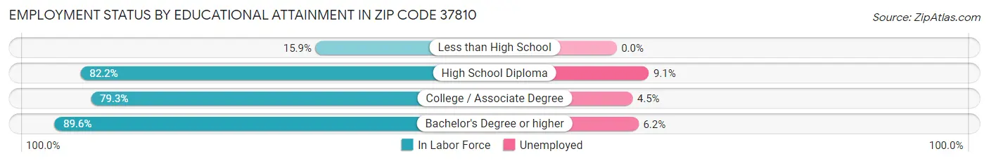 Employment Status by Educational Attainment in Zip Code 37810