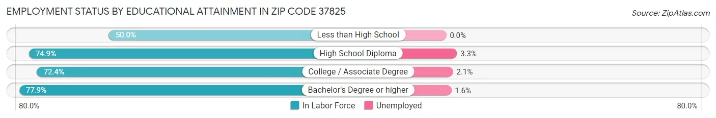 Employment Status by Educational Attainment in Zip Code 37825