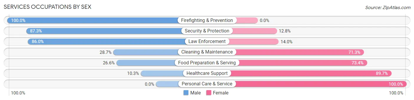 Services Occupations by Sex in Zip Code 37825