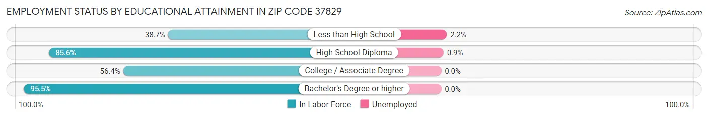Employment Status by Educational Attainment in Zip Code 37829