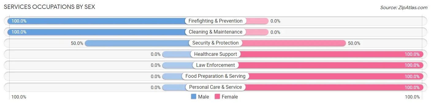 Services Occupations by Sex in Zip Code 37829