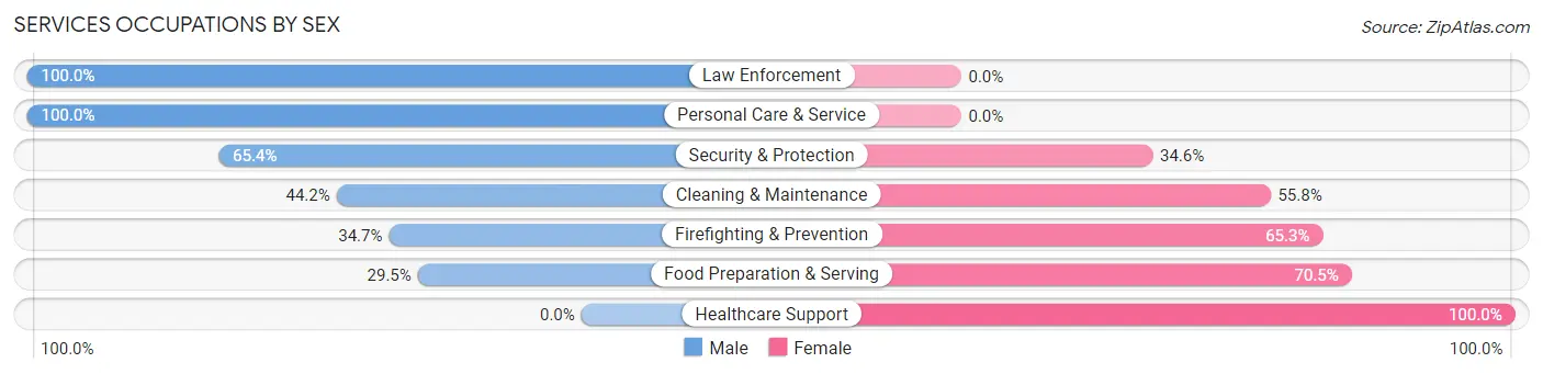 Services Occupations by Sex in Zip Code 37840