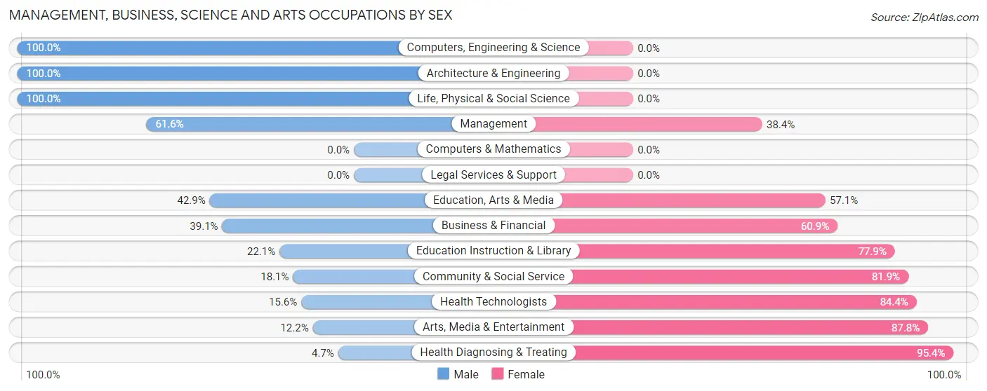 Management, Business, Science and Arts Occupations by Sex in Zip Code 37843