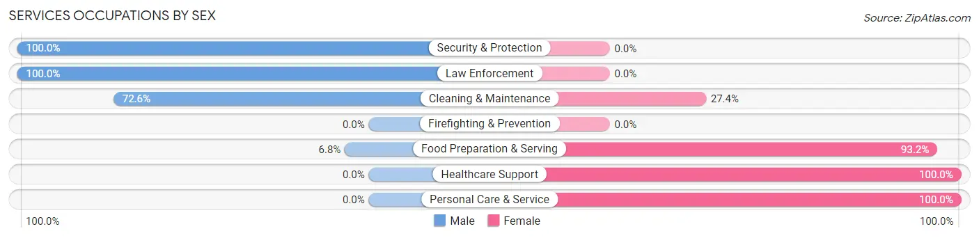 Services Occupations by Sex in Zip Code 37846