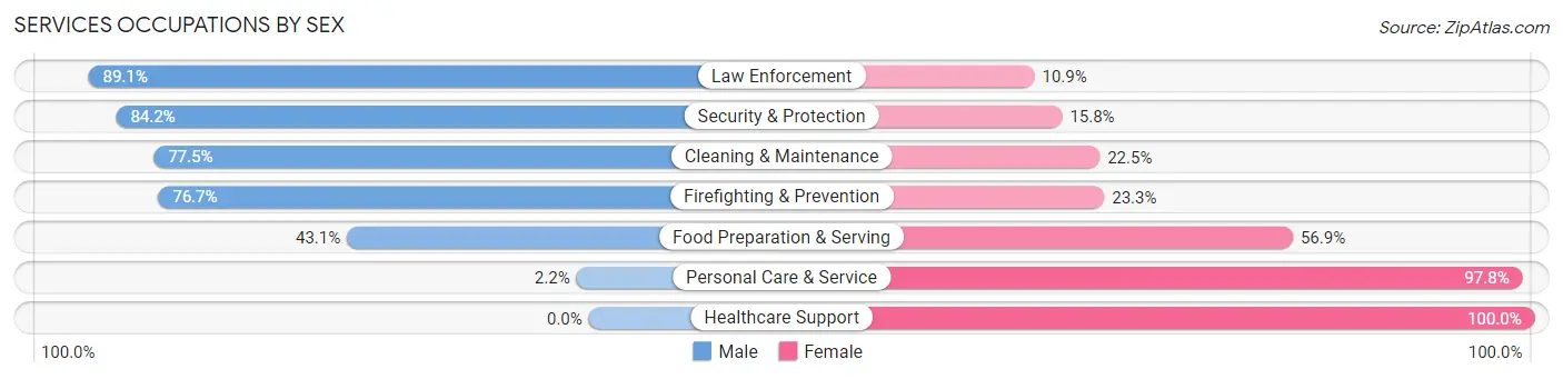 Services Occupations by Sex in Zip Code 37849