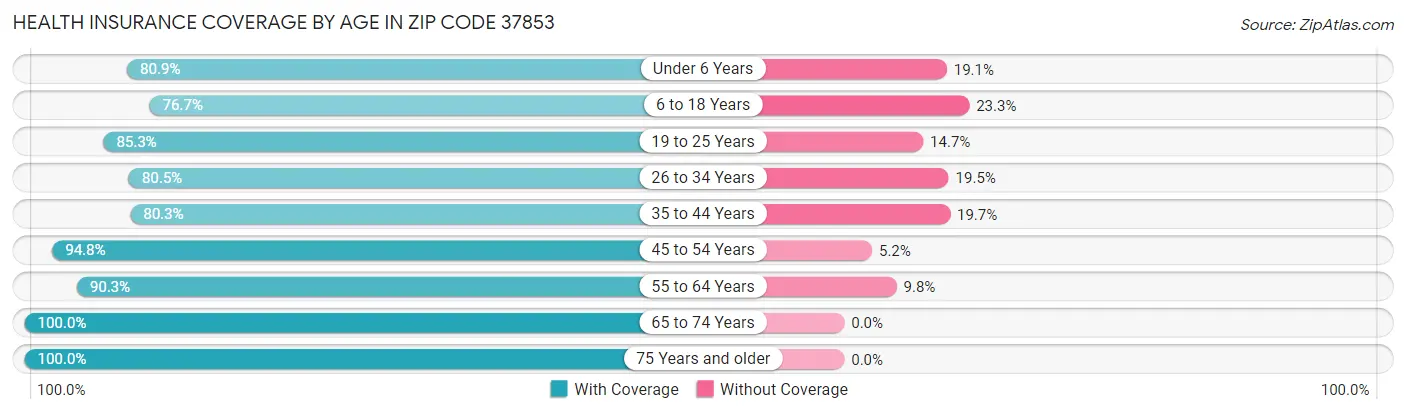 Health Insurance Coverage by Age in Zip Code 37853