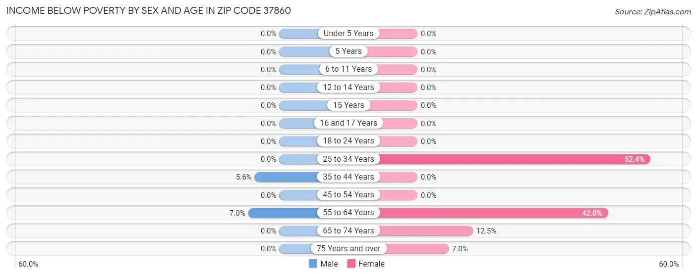 Income Below Poverty by Sex and Age in Zip Code 37860