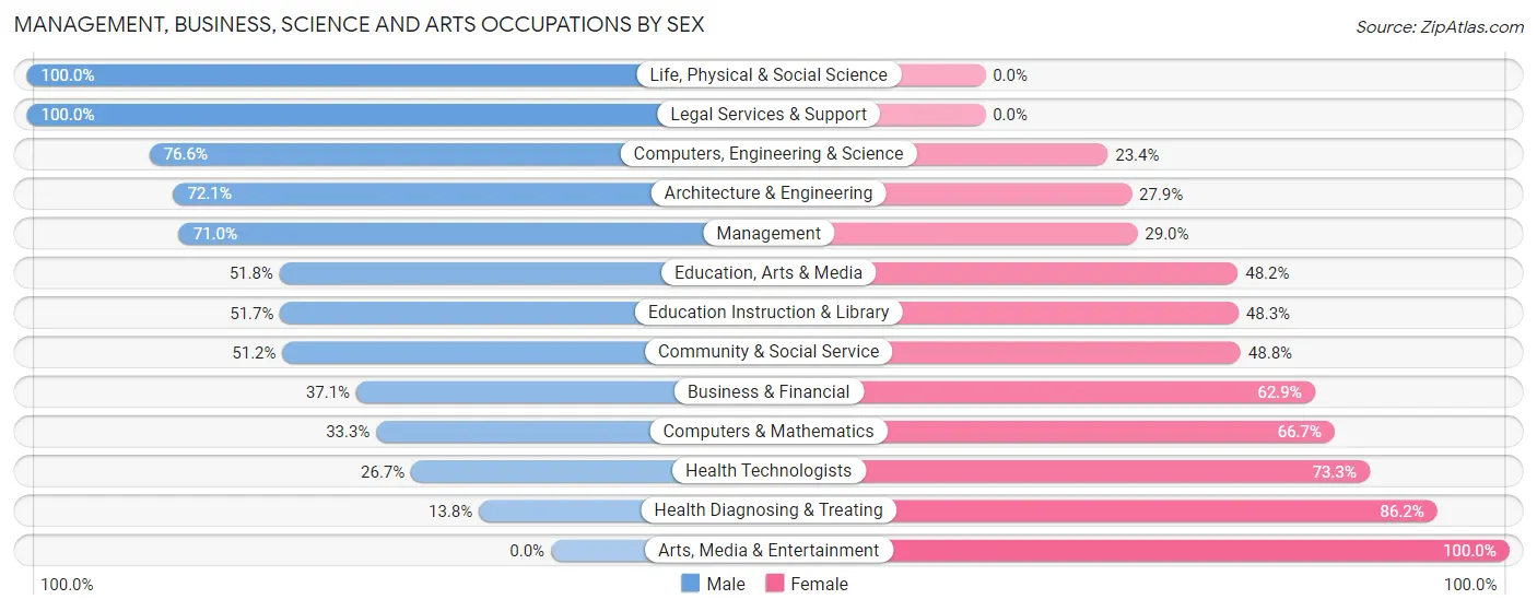 Management, Business, Science and Arts Occupations by Sex in Zip Code 37861