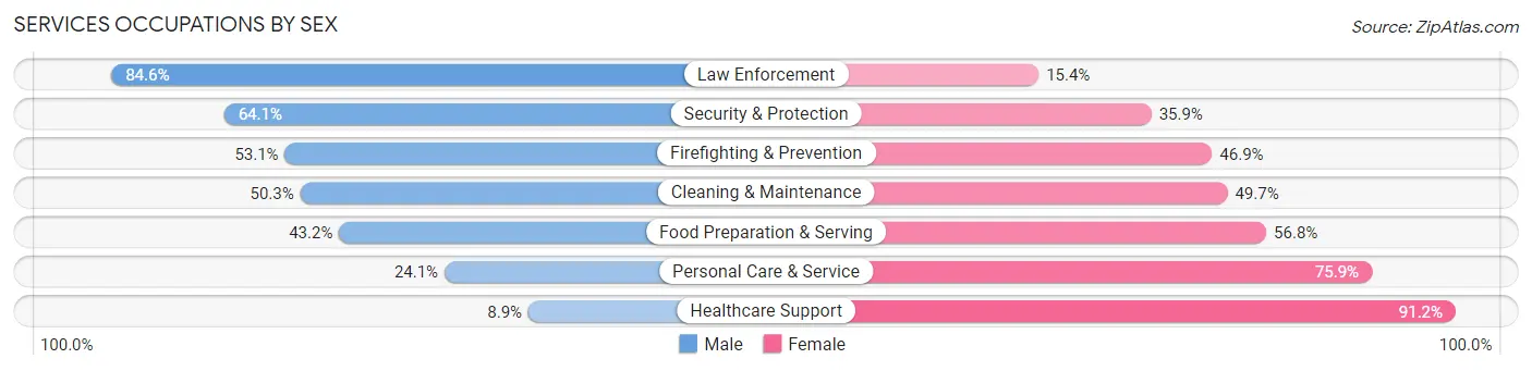 Services Occupations by Sex in Zip Code 37862