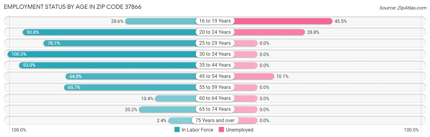 Employment Status by Age in Zip Code 37866