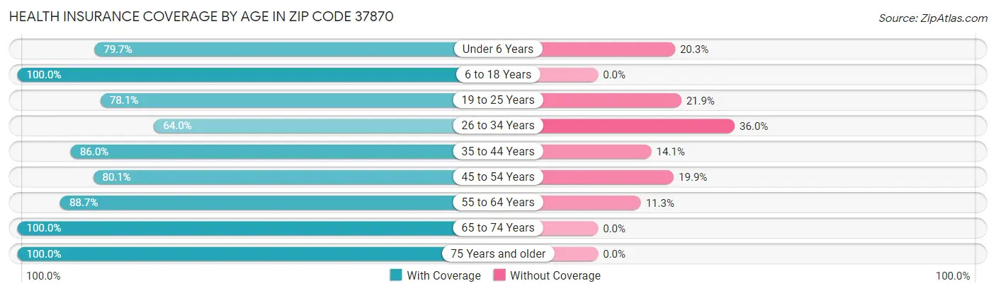 Health Insurance Coverage by Age in Zip Code 37870