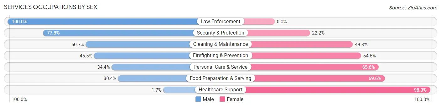 Services Occupations by Sex in Zip Code 37873