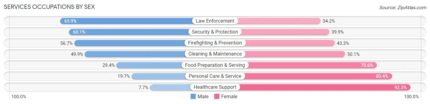 Services Occupations by Sex in Zip Code 37876