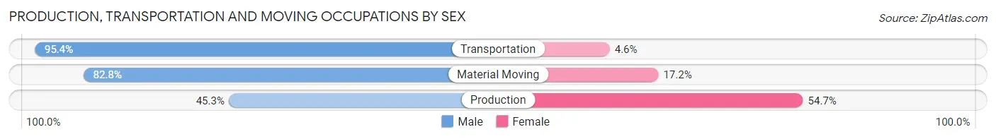 Production, Transportation and Moving Occupations by Sex in Zip Code 37877