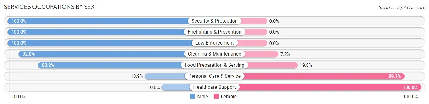 Services Occupations by Sex in Zip Code 37877