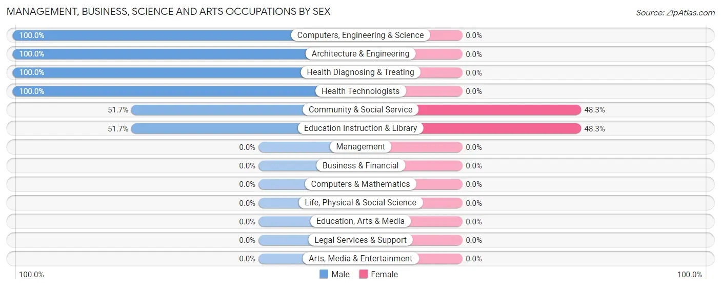Management, Business, Science and Arts Occupations by Sex in Zip Code 37878
