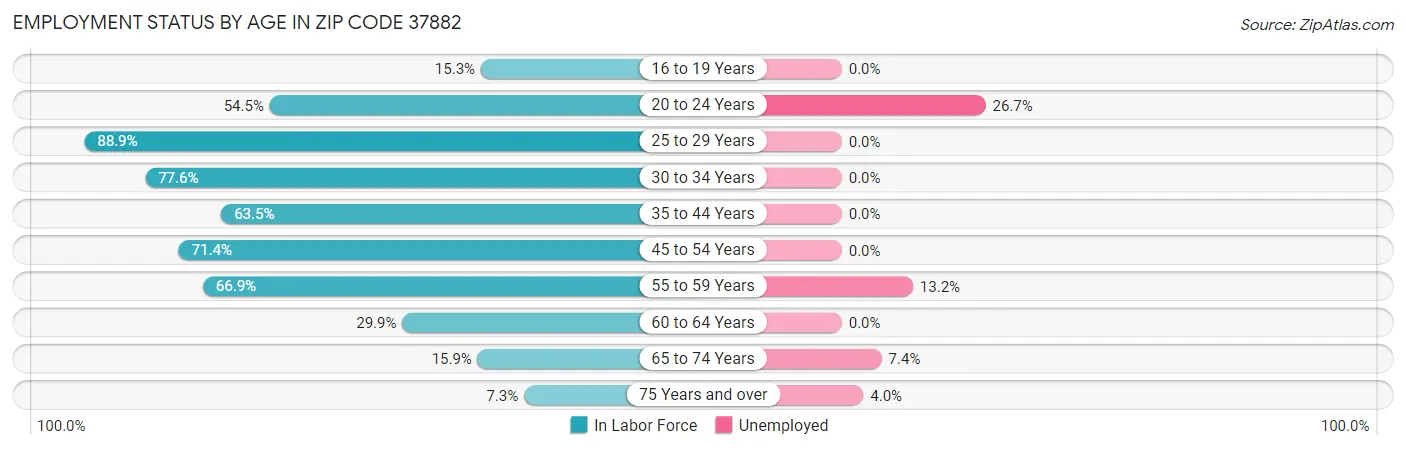 Employment Status by Age in Zip Code 37882