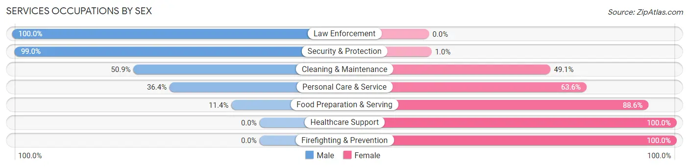 Services Occupations by Sex in Zip Code 37887