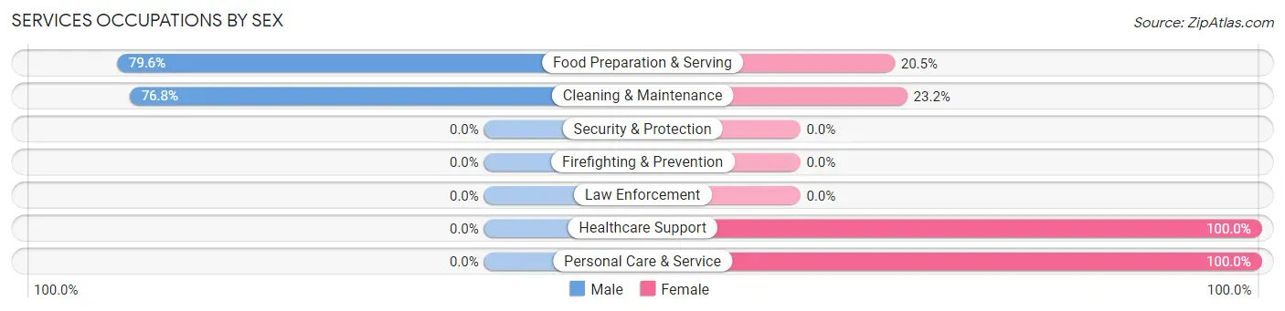 Services Occupations by Sex in Zip Code 37888