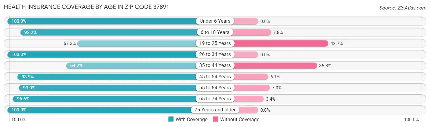 Health Insurance Coverage by Age in Zip Code 37891
