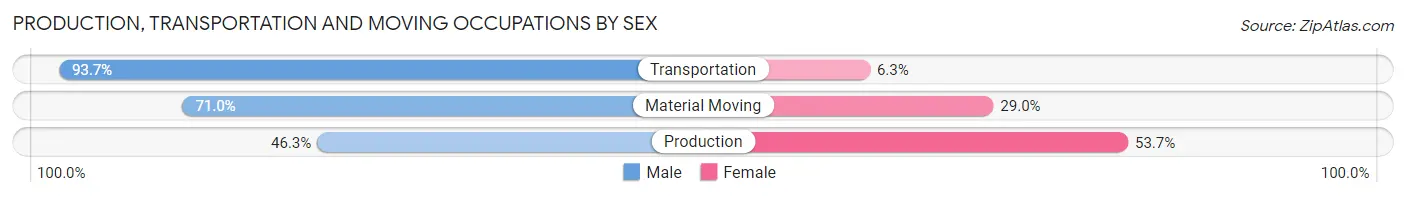 Production, Transportation and Moving Occupations by Sex in Zip Code 37909