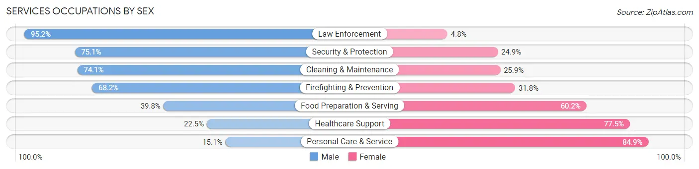 Services Occupations by Sex in Zip Code 37918