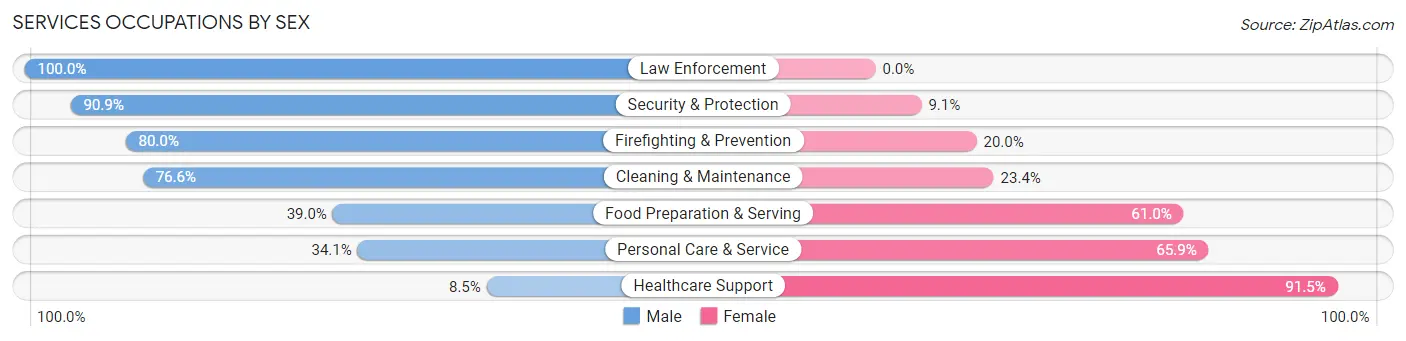 Services Occupations by Sex in Zip Code 37921